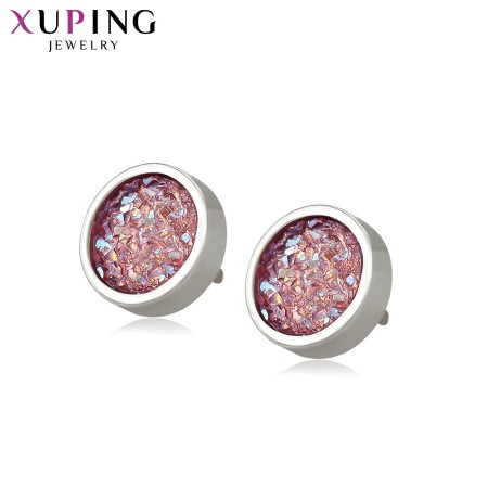 Серьги-гвоздики Xuping 99513-розовые фианиты фото | Brulik