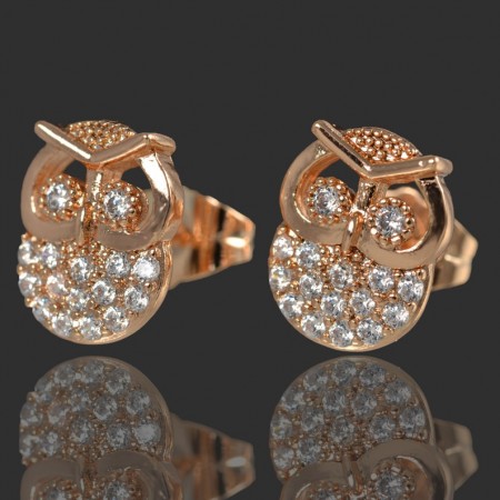 Позолоченные серьги-гвоздики "Совы" Xuping 2091 фото | Brulik