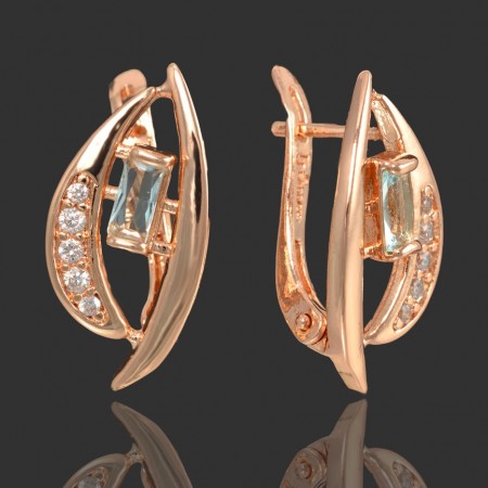 Позолоченные серьги Fallon 82200269-светло-голубой фианит фото | Brulik