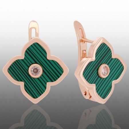 Позолочені сережки Ван Кліф Fallon 82234026-зелений фото | Brulik