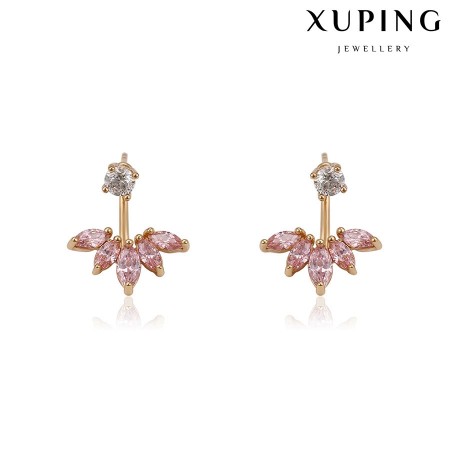 Позолоченные серьги Xuping 93880-светло-розовые фианиты фото | Brulik