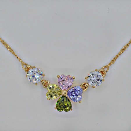Колье с разноцветными фианитами 41284 фото | Brulik