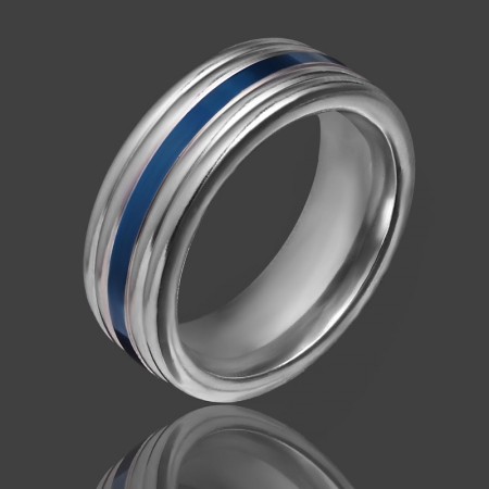Стальное синее кольцо 152 фото | Brulik