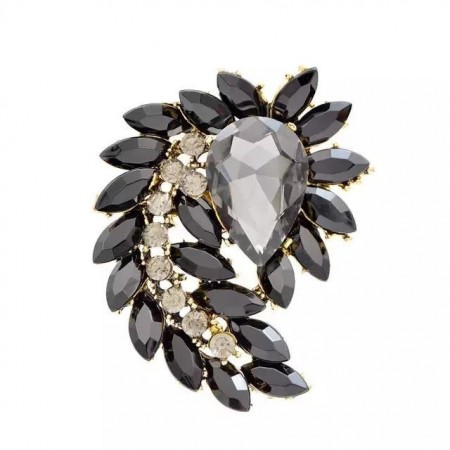 Брошь 8535-чёрные фианиты фото | Brulik