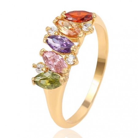 Неотразимое колечко с фианитами Xuping 13844 - мультиколор фото | Brulik