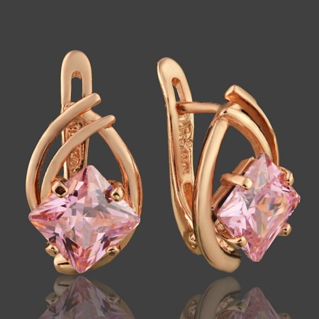 Позолоченные серьги Fallon 82200345-розовый фото | Brulik
