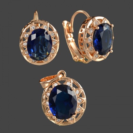 Комплект позолоченный XP 6965-синий фото | Brulik