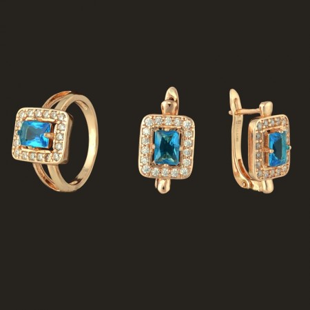 Позолоченный комплект Fallon 81200248-голубой фото | Brulik