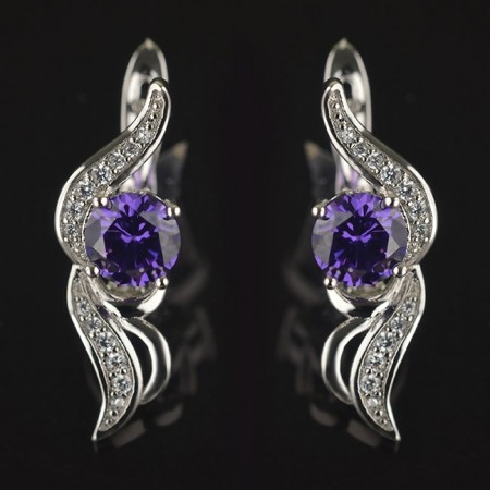 Позолоченные серьги  XP 2823-фиолетовый фото | Brulik