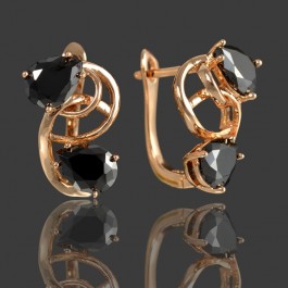 Позолоченные серьги Xuping 983-черные фианиты