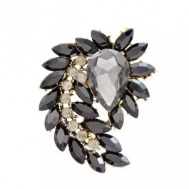 Брошь 8535-чёрные фианиты