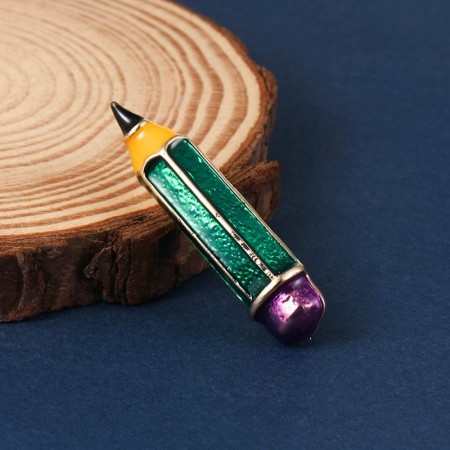 Брошь"Карандаш"-8453-зеленый фото | Brulik