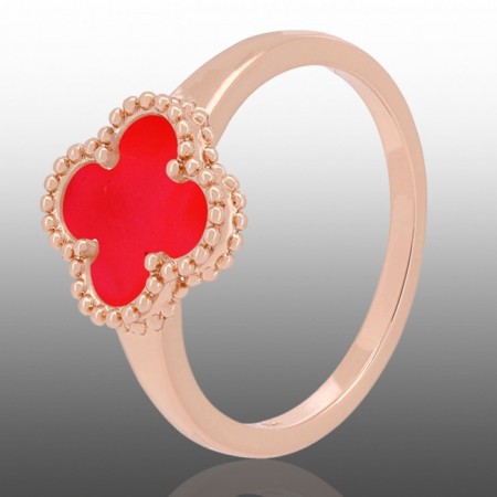 Позолочена каблучка у стилі Ван Кліф Fallon 83233003-червоний фото | Brulik
