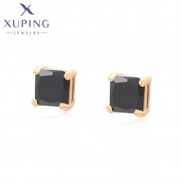 Позолочені сережки гвоздики Xuping 14E2461806-чорний фіаніт-M