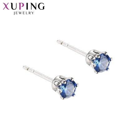 Серьги-гвоздики Xuping  95664-синий фото | Brulik