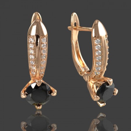 Позолоченные серьги  XP 246-черный фото | Brulik