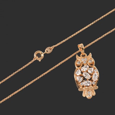 Позолоченный кулон  на цепочке XP 3144-белый фианит фото | Brulik