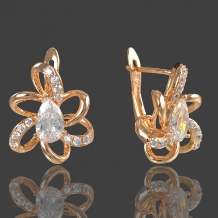 Позолоченные серьги Xuping 220-белые фианиты фото | Brulik