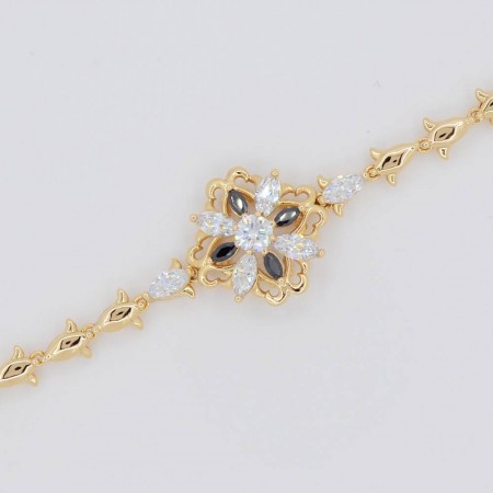 Изящный браслет с фианитами ХР 10-7067-черно-белый фото | Brulik