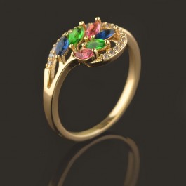 Позолоченное кольцо XP 1968-мультиколор