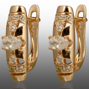 Позолочені сережки  Xuping 24666-білий фіаніт фото | Brulik