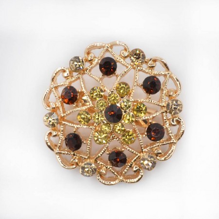 Светозарная позолоченная брошь с фианитами 120-09 фото | Brulik
