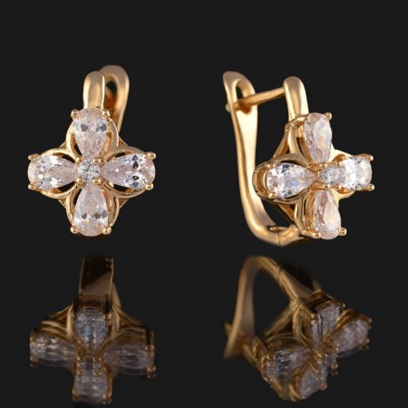 Позолоченные серьги XP 2304-белый фото | Brulik