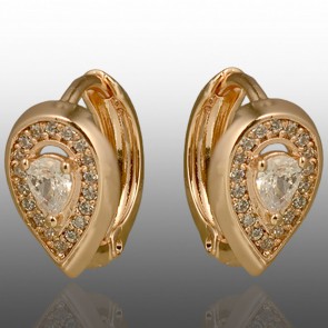 Позолочені сережки Xuping 24701-білий фіаніт фото | Brulik