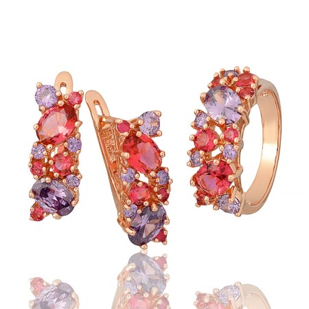 Позолоченный комплект  Fallon 81200351-розовые фианиты фото | Brulik