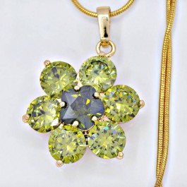 Позолоченный кулон  цветочной формы  30970-зеленый