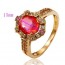 Потрясное кольцо в позолоте 13127 - красный корунд фото | Brulik