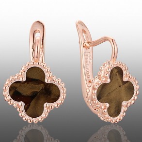 Позолочені сережки у стилі Ван Кліф Fallon 82202888-коричневий фото | Brulik