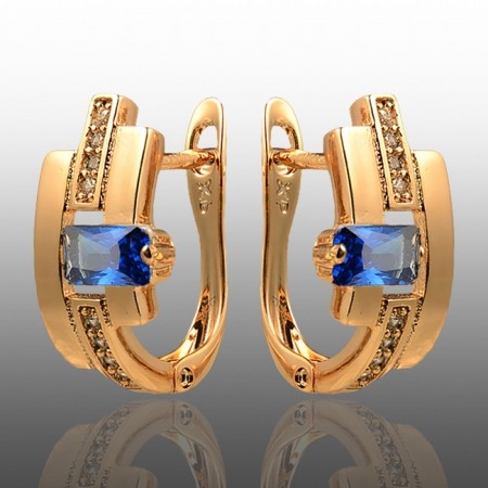 Позолочені сережки  Xuping 23457-сині фіаніти фото | Brulik