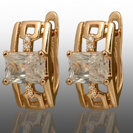 Позолочені сережки Xuping 24680-білий фіаніт фото | Brulik