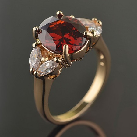 Позолоченное кольцо с фианитами Fallon 83200855-красный фото | Brulik