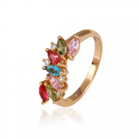 Праздничное кольцо с фиантами Xuping 11590-мультиколор фото | Brulik