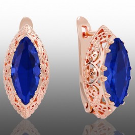 Позолочені сережки Fallon 82200993-синій фіаніт