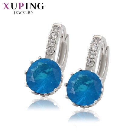 Серьги с фианитами Xuping 29132 - голубые фианиты фото | Brulik