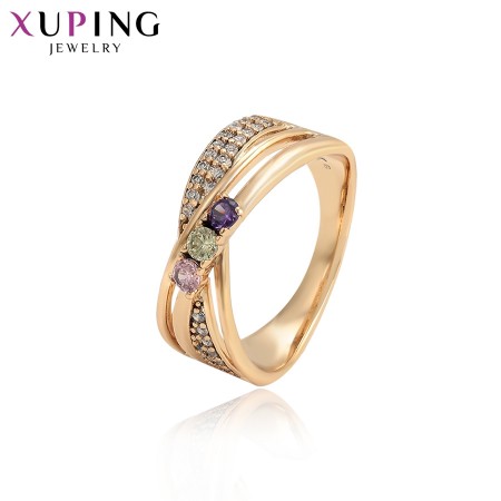 Позолоченное кольцо Xuping 16698-фианит мультиколор фото | Brulik