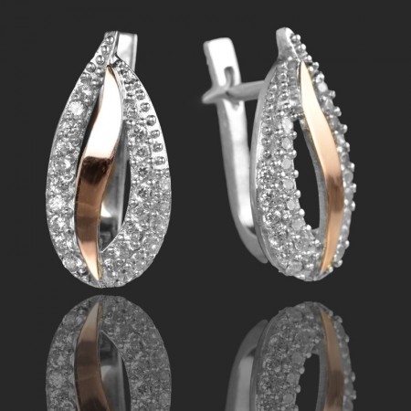 Серебряные серьги с золотыми вставками 2 фото | Brulik