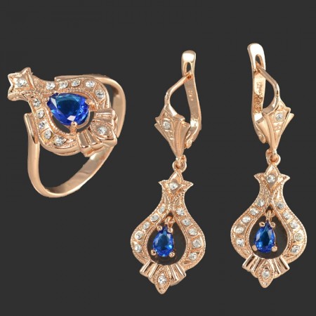 Позолоченный комплект  Fallon 8123256-синий фото | Brulik