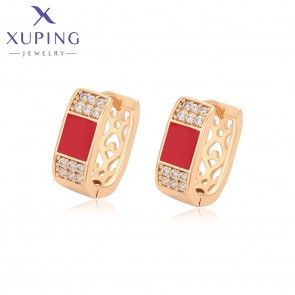 Позолочені сережки  Xuping 23999-червона  емаль фото | Brulik