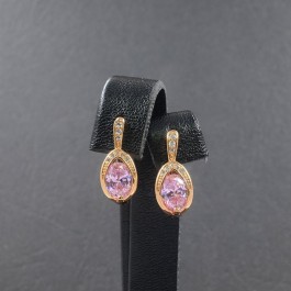 Серьги с розовыми фианитами 2264