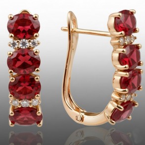 Позолочені сережки  Xuping 23359-червоні фіаніти фото | Brulik