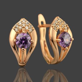 Позолоченные  серьги  XP 20411-фиолетовый