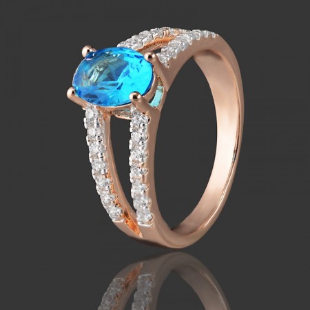 Позолоченное кольцо Fallon 93200932-голубой фото | Brulik