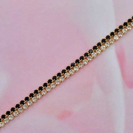 Позолоченный браслет с фианитами оптом 10-7215-черно-белый фото | Brulik