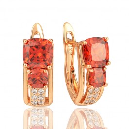  Позолоченные серьги Xuping 21275-красные фианиты