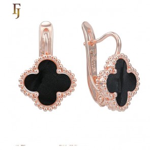 Позолочені сережки у стилі Ван Кліф Fallon 82202888-чорний перламутр фото | Brulik