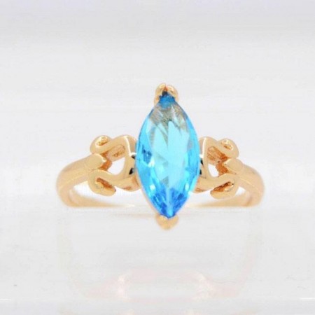 Элегантное кольцо с фианитами Xuping 10-1085-голубой фото | Brulik